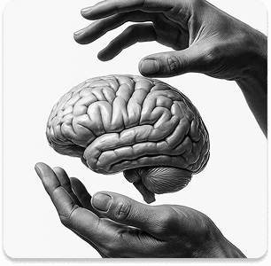 Hands holding brain